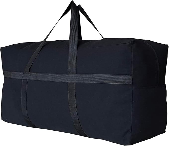 YiKitHom Extra Large Storage Canvas Duffle Bag for Travel, Black Oversized Giant Big Traveling Duffle Bag