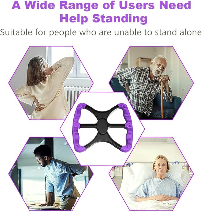 Lift Assist Standing Aid for Elderly & Disabled, Portable Standing Mobility Aid with Non-Slip Grip Handles, Fall Assist Device for Seniors, Bariatric Patients, Nurses & Caregivers (Purple)