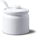 WM Bartleet & Sons 1750 T165 Traditional Porcelain Sugar/Jam/Mustard Pot with Lid & Spoon 8cm – White, 24 oz