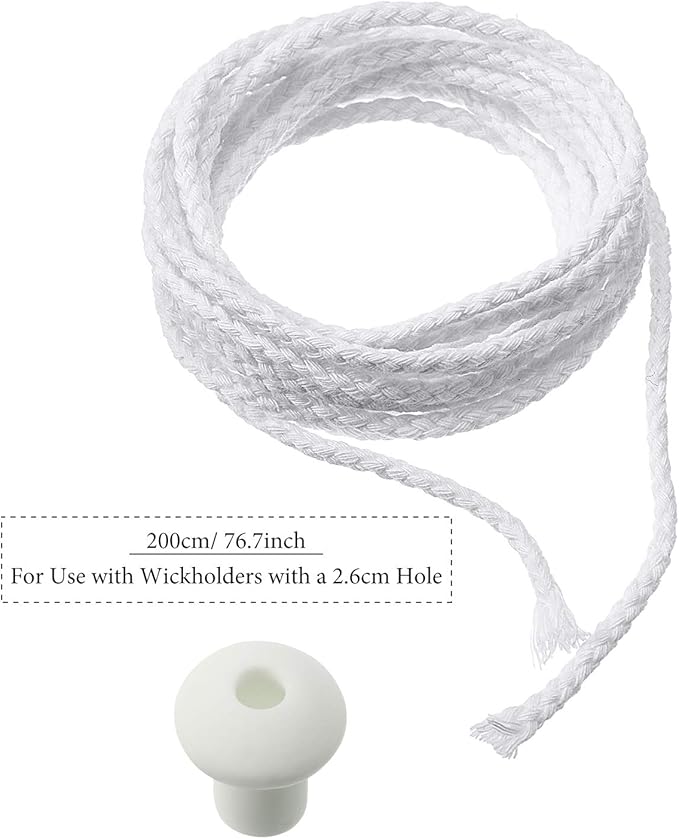 BBTO 6.56 Feet Candle Oil Lamp Wicks Replacement Braided Round Wick for Oil Lamps, DIY Handmade Candle Lantern Making Supplies for Winter Easter Birthday Party(2.6 mm/ 0.1 Inch)