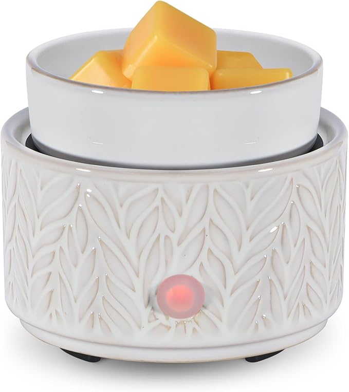 Ceramic Wax Melt Warmer, Fragrance Wax Warmer 4-in-1 Electric Candle Wax Melter and Wax Cubes for Home Office Bedroom Aromatherapy Essential Oil Burner is Birthday Gifts for Women Mom Girl(White)
