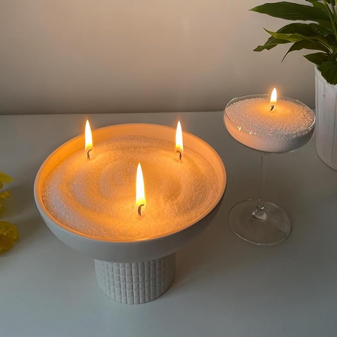 Pearled Candle 18oz(1.1lb) -White Gardenia Whisper Scented with 30 Cotton Wicks Refillable Pearl Candles Long Lasting Powder Candles up to 110 Hours Perfect for Home Decorative DIY