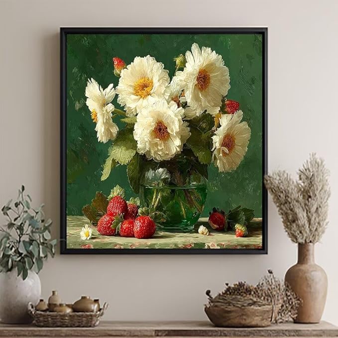 Paint by Numbers Kit for Adults Flower Paint by Numbers Strawberry DIY Crafts for Adults Canvas Paintings Kits, Hobbies for Women Art With Accessories, Home Wall Decor 16x16 inch Without Frame I-57IQ