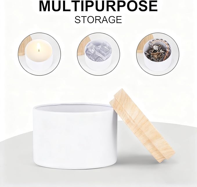 BOTINXIS 48 Pcs 4oz Matte White Candle Tins - Bulk Empty Candle Jars with Wood Grain Lids, Candle Making Kit for Adults