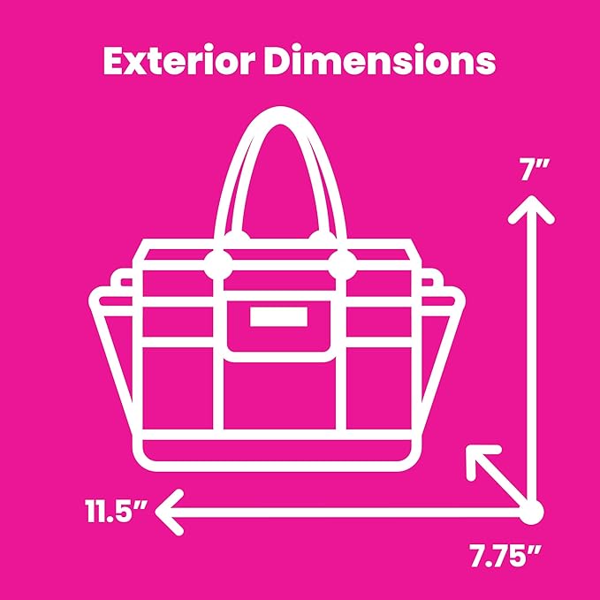 Everything Mary Deluxe Store & Tote Organizer – Heather & Pink Craft Tote with Handle – Stylish Storage for Scrapbooking, Sewing, Art Supplies & DIY Creative Projects