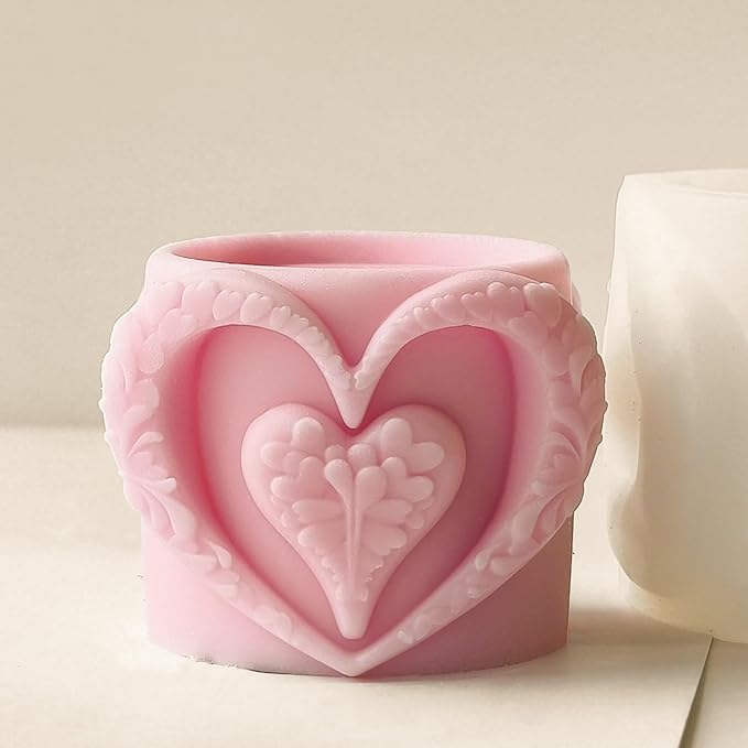 Heart Cup Cylinder Candle & Resin Mold - Resin Casting Silicone Molds for Home Decor & Candle Making Wave Spiral Mold