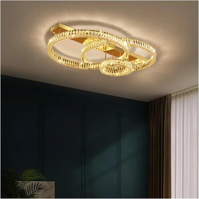 Modern Chandelier, LED Ceiling Hanging Lamps Modern Crystal Gold Round Living Dining Table Room Bedroom Kitchen Home Decor Pendant Chandelier Light(D40CM 60CM 80CM,Oro)