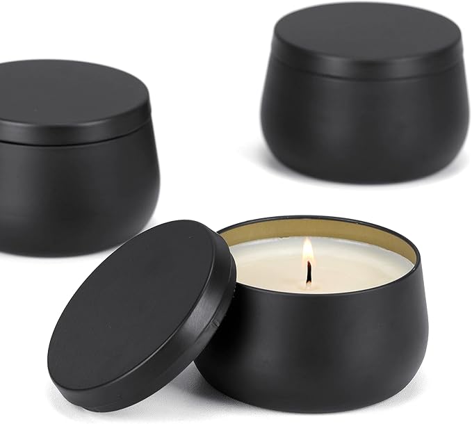 8oz Candle tins with lids,Black Candle Jars,Bulk Candle tins for Making Candles,Candle Making Jars(24PACK, Black)