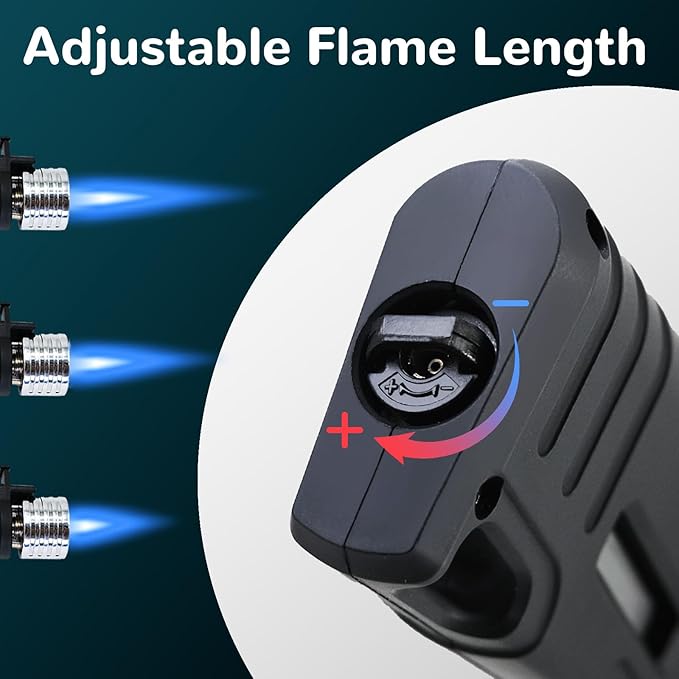 Laffizz 2 Pack Torch Lighter for Outdoor Refillable Butane Jet Flame Lighters Long Wand Torch Lighters for Camping Hiking Adventure Survival Tactical Gear Candle Grill BBQ (Without Gas)