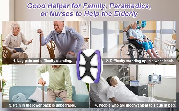 Lift Standing Aid, Portable Lift Assist - Handicap Bar Portable Lift Aid, with Non-Slip Handle, Bariatric, Disabled, Paramedic, Therapist, Nurse Elderly Liberty Lift Handle. (Purple)