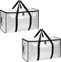 2-Pack Extra-Large Heavy-Duty Storage Totes with Reinforced Handles, Durable Zippers & Waterproof Material — Perfect for Space-Saving, Moving, Shipping and Travel (Clear)