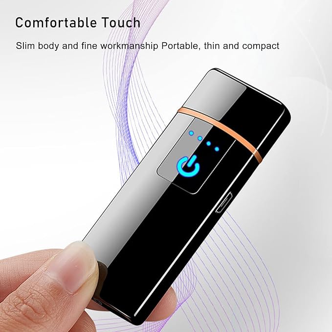 Dragon Electric Lighter - Windproof USB Rechargeable Slim Coil Lighter with Smart Fingerprint Sensor Double Side Ignition, Flameless Power Indicator (Dragon)