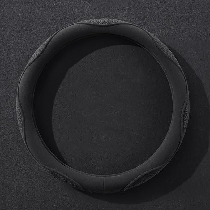 Car Steering Wheel Cover for Sonata SEL 2024, Leather Elastic Steering Wheel Protector Breathable Anti-Slip Steering Wheel Covers,Black-O