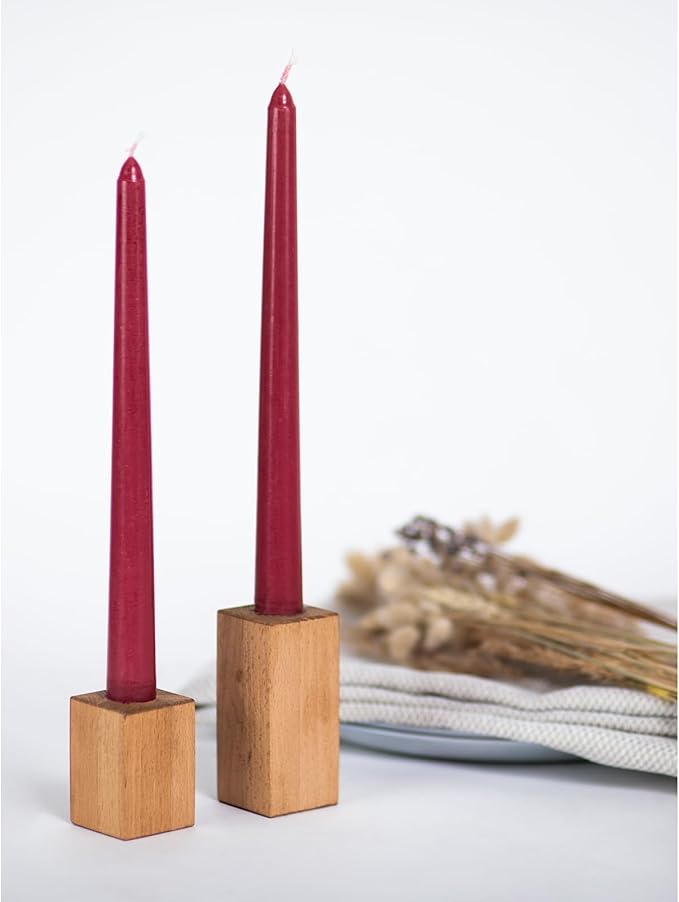 CANDWAX 8 inch Bordeaux Taper Candles Set of 12 - Unscented Smokeless Dripless Tall Candlesticks - Ideal for Home Decor, Thanksgiving or as Christmas Candles - Tapered Christmas Candle Sticks