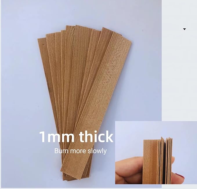 300pcs Thickened Wood Wicks Wooden Candle Wick with Stickers and Bases Candle Wicks for Candle Making Crackling Sound 5.1 X 0.5 Inch Wooden Wicks for Candle Making 300 pcs in Total