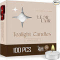 Leor & Lair Tealight Candles 100 Pack – 4 Hour Long Burning Tea Lights for Emergency, Family Meals, Home Décor & Daily Use – Unscented Small Tea Candles for Power Outages
