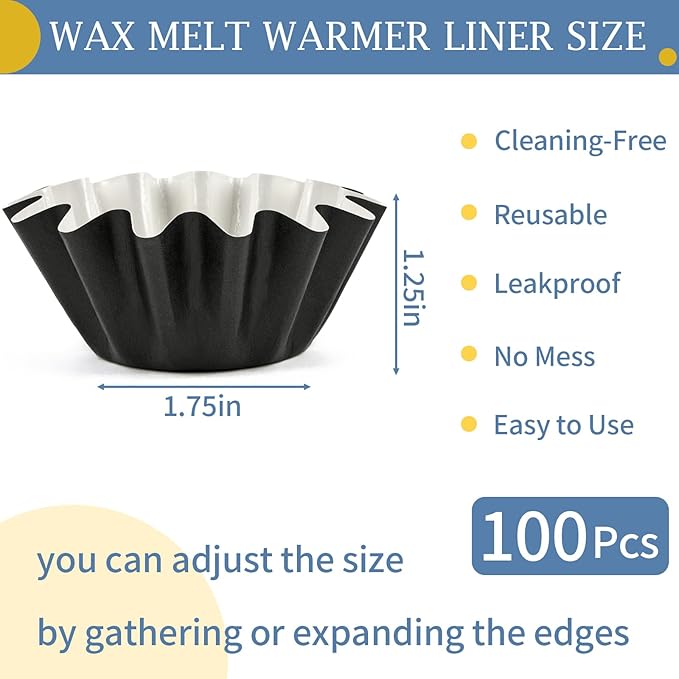 PEASUG 100 Pcs Wax Melt Liners, Wax Melt Warmer Liners, Leakproof & Reusable Wax Melt Cups for Wax Burner, Wax Melters, Candle Warmers, Scented Wax, Plug Warmers, Electric Wax Warmers