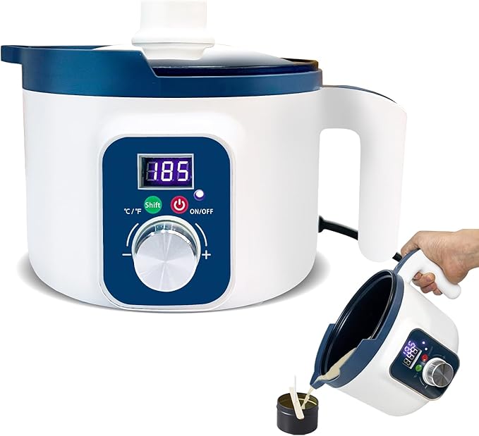 KQU Electric Wax Melting Pot for Candle Making, Wax Melter with Digital Temperature Display, Non-Stick Candle Making Pouring Pot with Spout and Automatic Constant Temp Control
