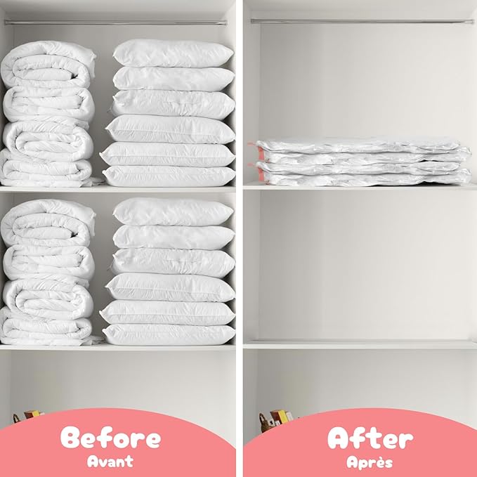 Compactor Set of 5 Space Saving Vacuum Storage Bags, Extra-flat, Size XL, 80 x 130 cm, Transparent, Aspispace Range, RAN8112