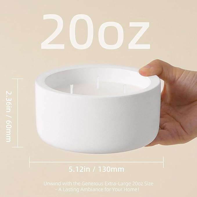 Viyffo 20oz Large White Scented Candle for Women – Vanilla Dreamscape, 3 Wick Non Toxic Soy Candle, Matte Ceramic Jar, Luxury Home Fragrance, Elegant Spring Décor & Premium Gift