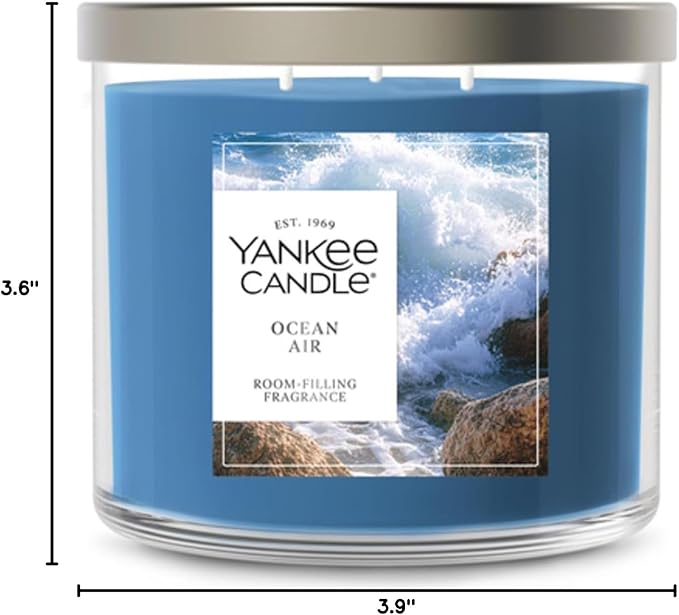 Yankee Candle Ocean Air, Scented Candle, 14.5oz 3-Wick Candle Jar with up to 40 Hours Burn Time