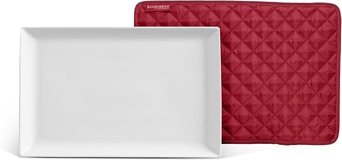 Covermates Keepsakes Quilted Dish Dividers – Set of Padded Plate Protectors for China & Dinnerware Storage, Scratch Protection, Machine Washable, Red