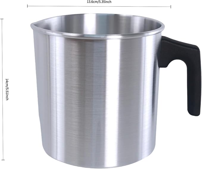 Nixef Light Candle Making Pouring Pot, 1.8L, 60.8 oz,Dripless Pouring Spout & Heat-Resisting Handle Designed Wax Melting Pot, Aluminum Construction Candle Making Pitcher