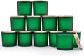 SHOWIN 12 OZ Thick Candle Jars for Making Candles 12 Pcs, Empty Jars with Wood Lids for Spice Jars, Sample Container, Frosted Green