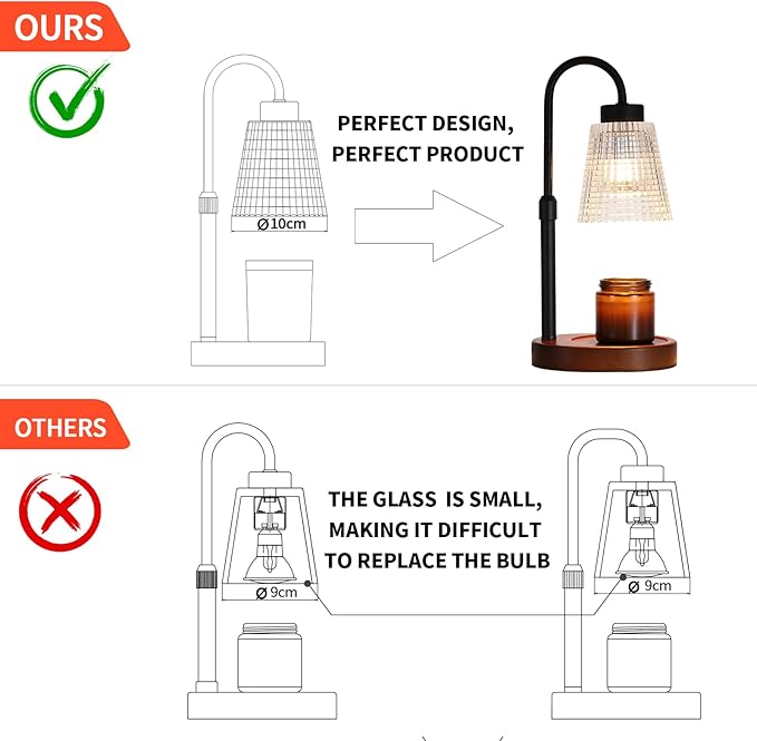MEIXISUE Black Candle Warmer Lamp WithTimer and Dimmer,Fragrance Electric Wax Melt Warmer with 2 Bulbs,Scented Jar Lamp,Mother's Day/Birthday/Christmas Gifts for Mom/Wife,Home Decor,Adjustable Height