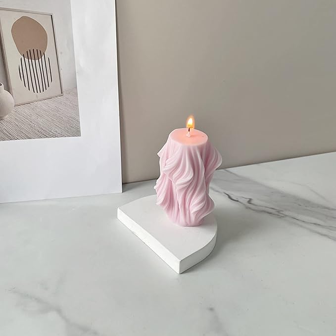 Carved Wavy Candle Mold Geometric Irregular Silicone Candle Soap Mold Fondant Chocolate Candy Cake Mould Plaster Clay Mold for Abstract Art Home Decor Tool