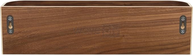 Wooden Wall Mounted Display Caddy, Floating Shelf Organizer Rack, Wood Wall Pocket, Storage Basket Bin 17.7” Wide (Walnut)