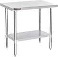 DuraSteel 24x36 Stainless Steel Work Table - NSF Commercial Prep Metal Table - Outdoor Pizza Oven Stand w/Under Shelf - Kitchen Island Laundry Utility Garage Microwave Stand Large Rolling Storage Cart