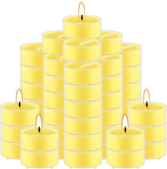 3.5-Hour 50Pack Citronella Tealight Candles, Outdoor and Indoor Summer Scented Candle,Natural Soy Wax Candle for Home Patio Garden Yard Balcony,BBQ Birthday Emergency.