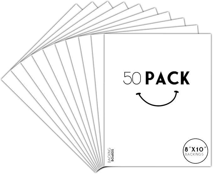 Golden State Art, Pack of 50, 8x10 Inch White Backing Boards