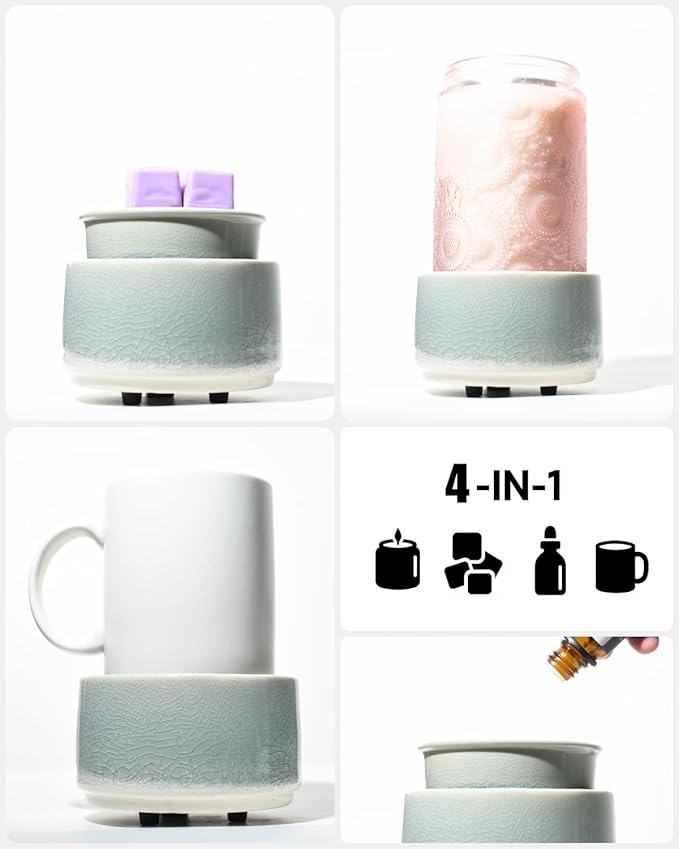 Ceramic Electric Wax Melt Warmer & Cube Oil Melter Cute Small Warmers Aromatherapy for Home Decorative Burner Melts Scented Candle Tart Scent Warm Fragrance (ice Blue)