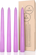 CANDWAX Lilac 8 inch Taper Candles Pack of 4 - Unscented Smokeless Dripless Tall Candlesticks - Perfect for Special Occasions, Ordinary Dinners, Holidays and as Easter Candles - Lavender Candle Sticks