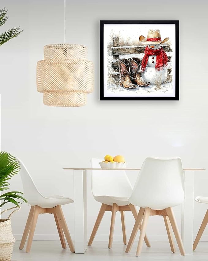 TCDZMYGS Winter Paint by Numbers Kit for Adults Beginner,Boots Snowman Paint by Number Kits with Frame,DIY Acrylic Oil Painting by Numbers for Home Wall Decor 10 x 10 inch