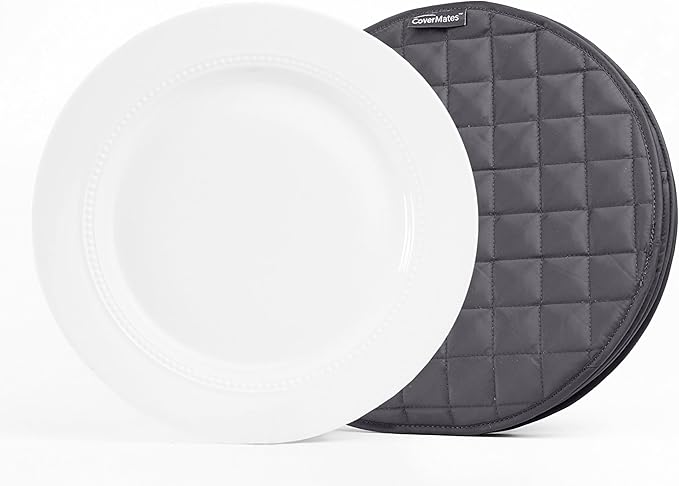 Covermates Keepsakes Quilted Dish Dividers – Set of Padded Plate Protectors for China & Dinnerware Storage, Scratch Protection, Machine Washable, Slate