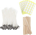 JEAWIWI Candle Wick 4 in 100 Pcs with 100 Pcs Wick Stickers and 10 Pcs Candle Wick Holders, Cotton Candle Wicks for Candle Making for Soy Wax, Beeswax, Coconut Wax