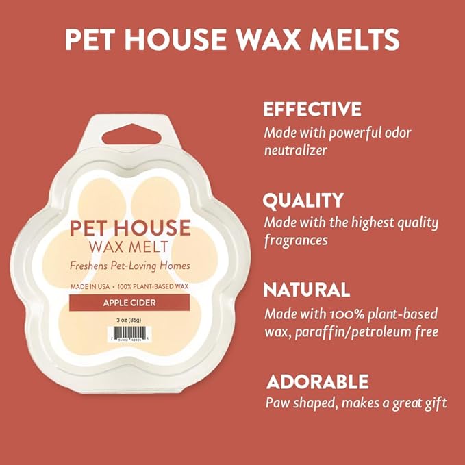 One Fur All Pet House Scented Wax Melts for Warmer - Long-Lasting Pet Friendly Plant Based Soy Wax Melts - Apple Cider Pack of 2
