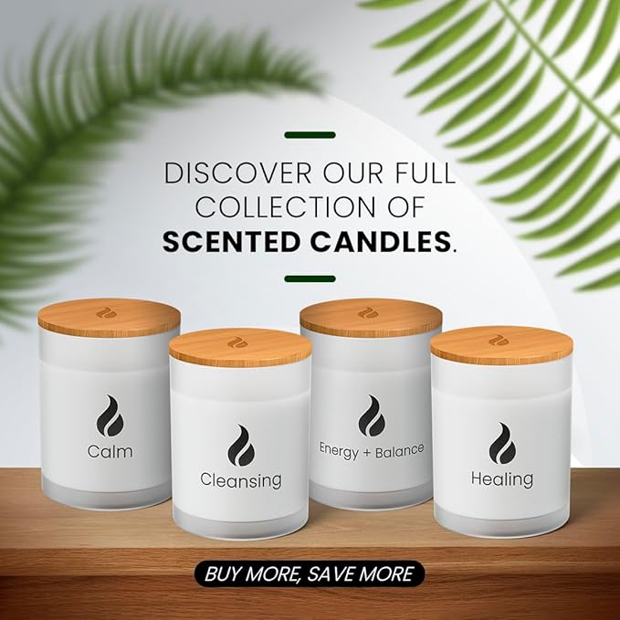 Natur IX Soy Healing Candle for Cleansing, Energy Renewal | Aromatherapy with Eucalyptus, Pine, Sage & Mint | 50 Hour Burn, Meditation & Spiritual Healing Candle with Wood Lid Base, Gift Ready 8.5 oz