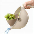 2-1 Colander for Kitchen-Rotatable Strainers for Kitchen-strainer bowl-Pasta Strainer-fruit strainer-Veggie Wash-kitchen stuff (Greyish White)