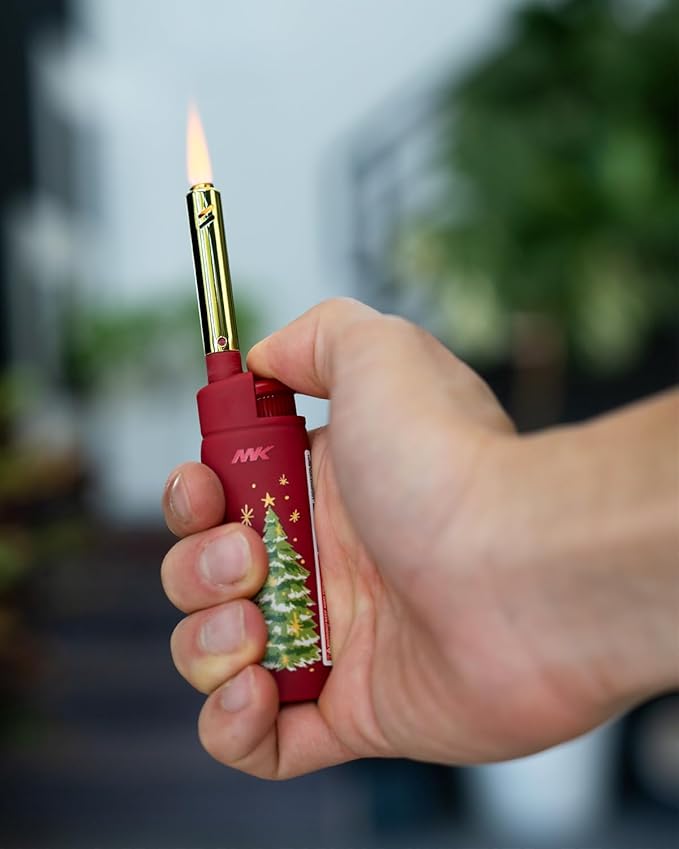 MK Lighter Collector’s Edition Refillable Candle – Multipurpose Jet Flame Butane with Long Wand for Indoor & Outdoor Use Gift Couples Friends Family (Warm Wishes-5PC)