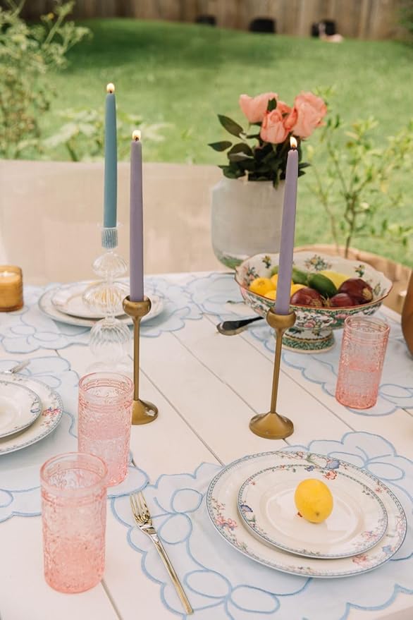Bluecorn Beeswax Taper Candles, 100% Pure Natural Bees Wax, Pair of 12 Inch Light Blue Tapered Candlesticks, Clean Burning & Dripless, Fragrance Free, Long Lasting, Home Decor, American Made, 1 Count