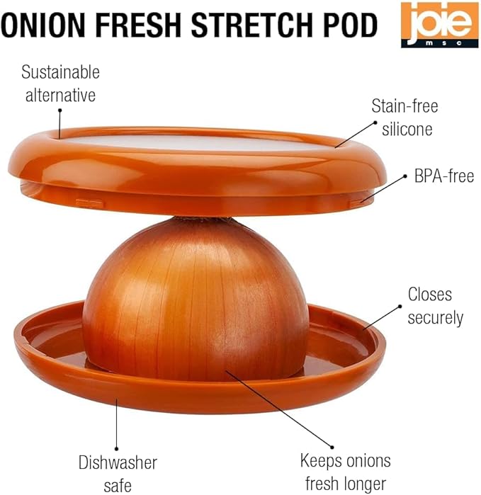 Joie Fresh Stretch Pod Onion Storage Container, Silicone Food Saver, Keeps Leftover Produce Flavorful and Firm in Fridge, Reusable Kitchen Gadget, Dishwasher Safe, BPA-Free