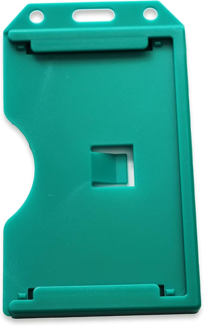 2 Pack - Heavy Duty 2-Sided Rigid Multi Card Holder - Hard Plastic Vertical ID Badge Holders for 2 Standard or Thick Prox Cards, Fuel Card, CAC, Work Badge, or Credit Cards by Specialist ID (Green)