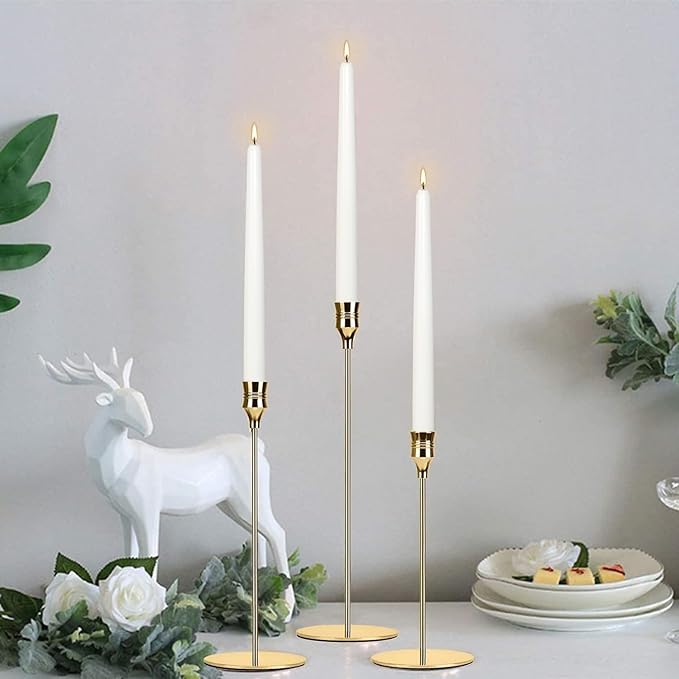 12Pack 10inch White Taper Candles- Dripless, Smokeless and Unscented candle-Long burning 8-9 Hours for home décor, Candlesticks, Dinner Table, Halloween,Vigil, Advent, Christmas, Thanksgiving, Kwanzaa
