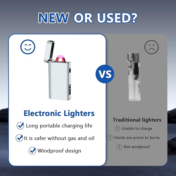 GADATOP Electric Lighter Rechargeable USB Lighter Personalized Creative Lighters Plasma Cool Lighters LED Battery Indication Gifts for Men Boyfriend Husband (Noble Titanium)