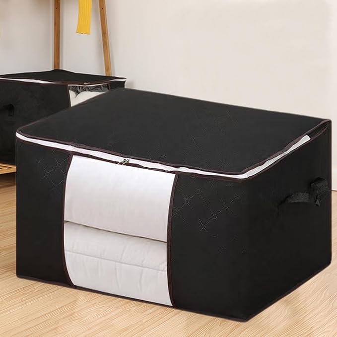 Generic Heavy Duty Moving Bags, Moving Boxes with Reinforced Handles ＆ Premium Double Zippers, 2024 New Storage Tote for Space Saving, Packing ＆ Moving Storage, Black
