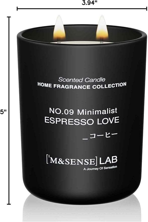 M&SENSE Natural Soy Large Candle| Espresso Coffee | 16.6 oz, 95H Burn | Mini Spring Scented Candles for Relaxation, Valentines Day Gift, Home Décor | for Bedroom, Office, Party